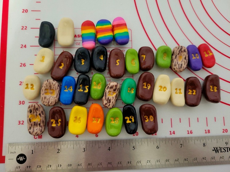 Magic Beans Original Handmade Clay Art Numbered For Affirmations / Random Choice