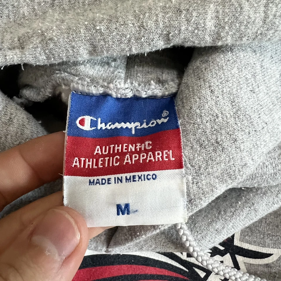 Vintage Champion Duquesne Dukes University Hoodie Mens Medium Gray Boxy 90s Y2K - Image 3 of 4