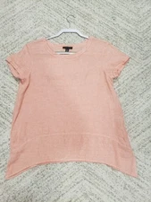 Saks Fifth Avenue Woman Summer Linen Shirt In Coral Size S