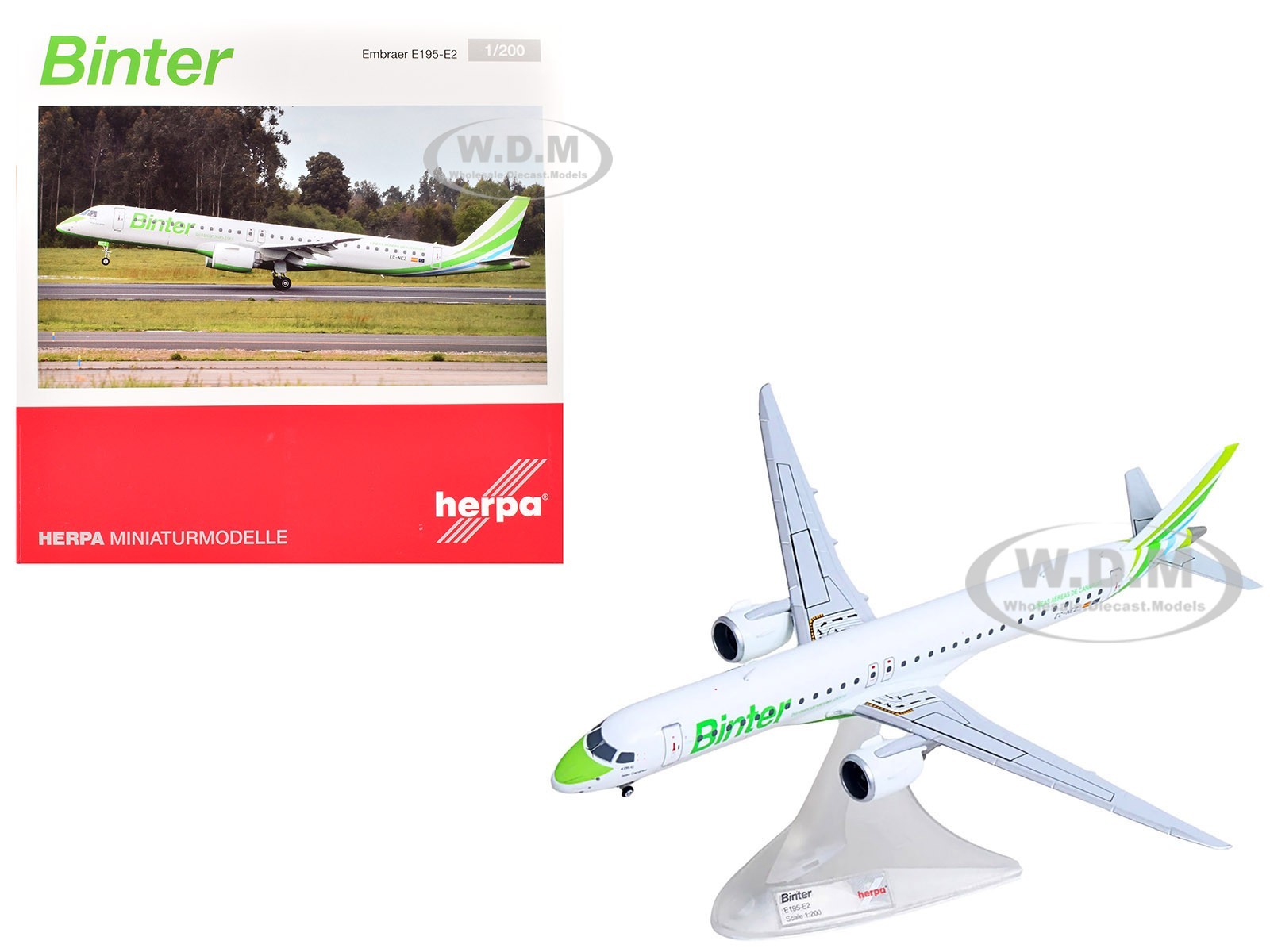 EMBRAER E195-E2 AIRCRAFT BINTER CANARIAS 1/200 DIECAST BY HERPA HE573009