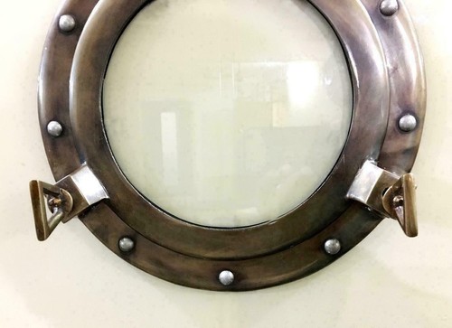 Antique 12 inch marine canal boat porthole-window ship round glass wall decor - Picture 5 of 6