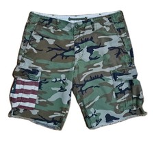Polo Ralph Lauren Denim Supply Cargo Shorts Size 36 Vintage Camo USA Flag  