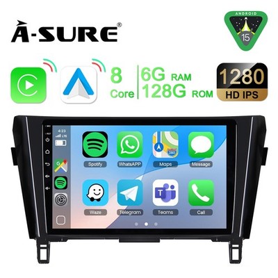 10'' Android 15 CarPlay Autoradio Für Nissan X Trail Qashqai 2014-18 NAVI GPS FM