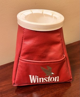 WINSTON Cigarettes Sandbag Can Holder Koozie Vinyl / Styrofoam Tobacciana Retro