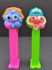 Vintage 2001 Original Lot of 2 PEZ Candy Despenser Sour Heads Grape Watermelon