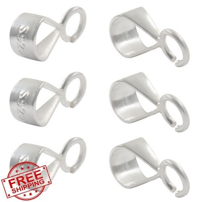 Moicstiy 6Pcs Silver Sterling Slider Pendant Clasp Open Loop