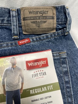Wrangler Five Star Premium Regular Fit Jeans Mens 36X30 Blue 96501DS NWT
