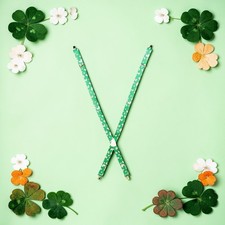 Shamrock Print Green Suspenders St. Patrick  s Day Adjustable Clip-On Braces EUC