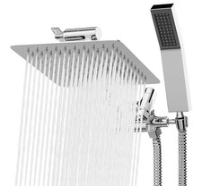 Shower Head Combo Adjustable 71" Extra Long Hose New All Metal 8" Dual Square