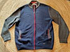 Giesswein Strickjacke Wolljacke  Herren Gr. 60 Blau Grau Rot Wolle/Acryl TOP