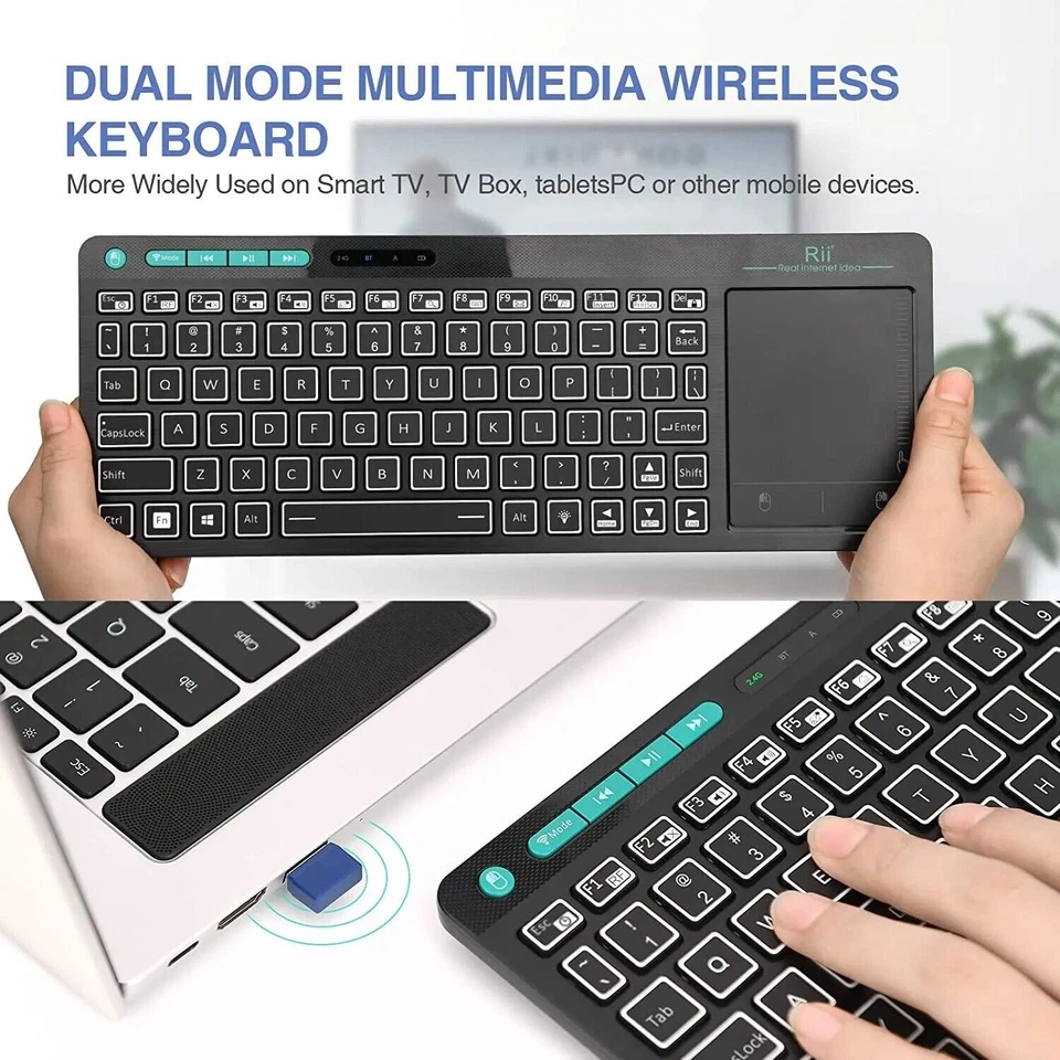 Mini Wireless Keyboard With Mouse Touchpad And RGB Backlit Small RechargeableNEW - Image 4 of 4