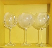 Mikasa Cheers Balloon Wine Glasses Etched Large NEW Set Of 3