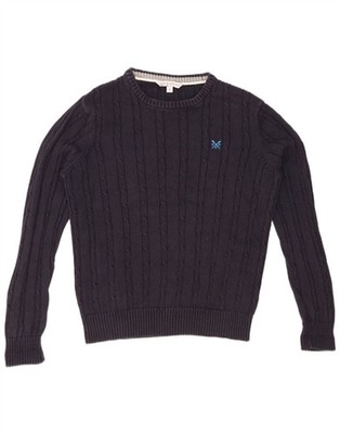 CREW CLOTHING Herren Pullover Pulli mit U-Boot-Ausschnitt Small Navy Blau Baumwolle AF15