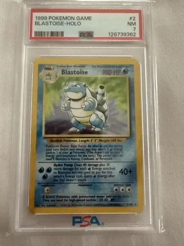 1999 Pokemon Blastoise Holo 002/102 Base Set Unlimited Holo PSA 7