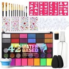 42 Colors Face Painting Kit, Water Activated Paint for Multicolor
