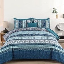Boho Blue Comforter Set Size 8 Pieces,Comforter Bohemian Queen Teal Blue