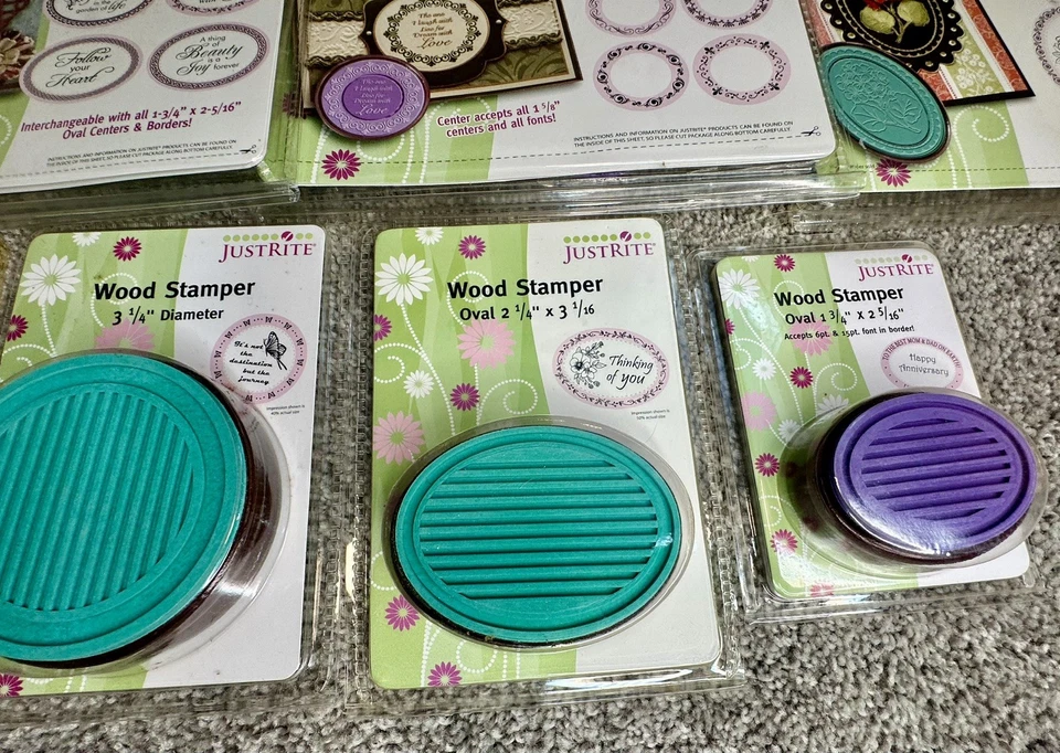 NUEVO Lote de 8 juegos de estampillas de goma Just Rite 4 estampillas de madera intercambiables de Navidad Foto 3 de 4