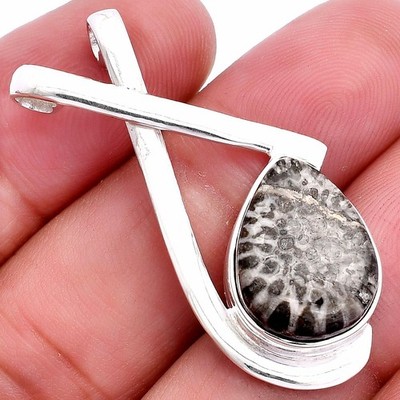 Natürliche Stachelrochen Koralle 925 Sterling Silber Anhänger Schmuck P-1596