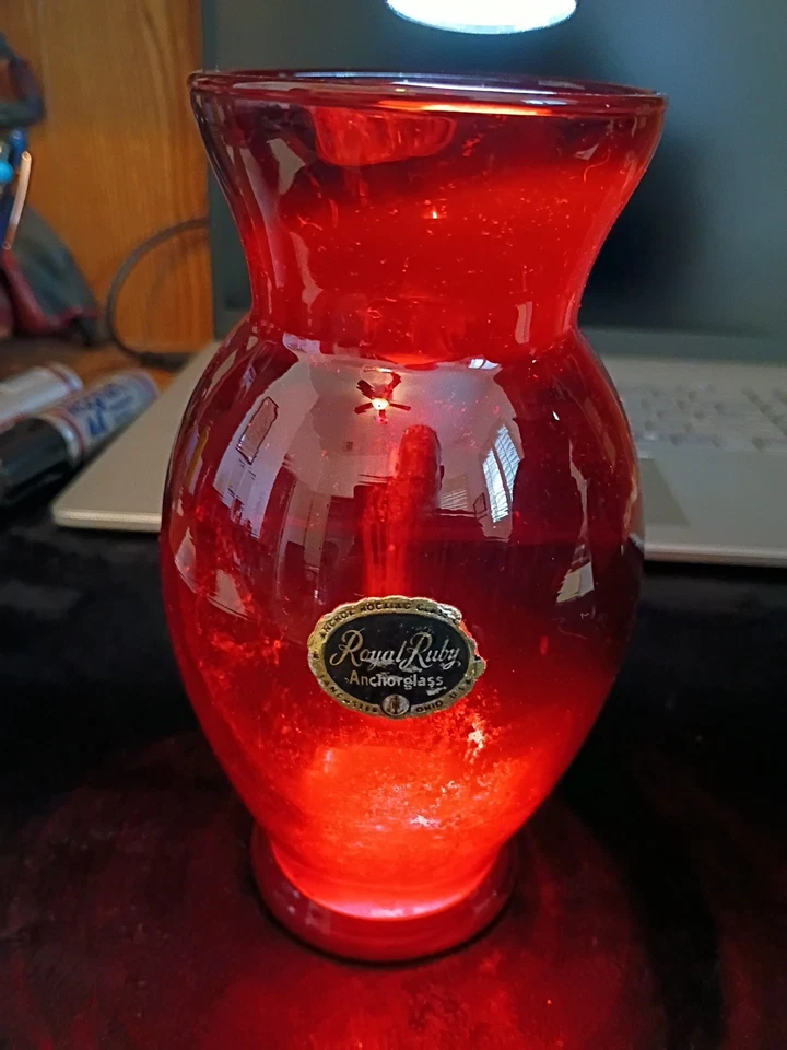 2 Anchor Hocking Royal Ruby Red 6 1/2" Flared Glass Vases/Look Pics & Read Desc. - Image 2 of 4