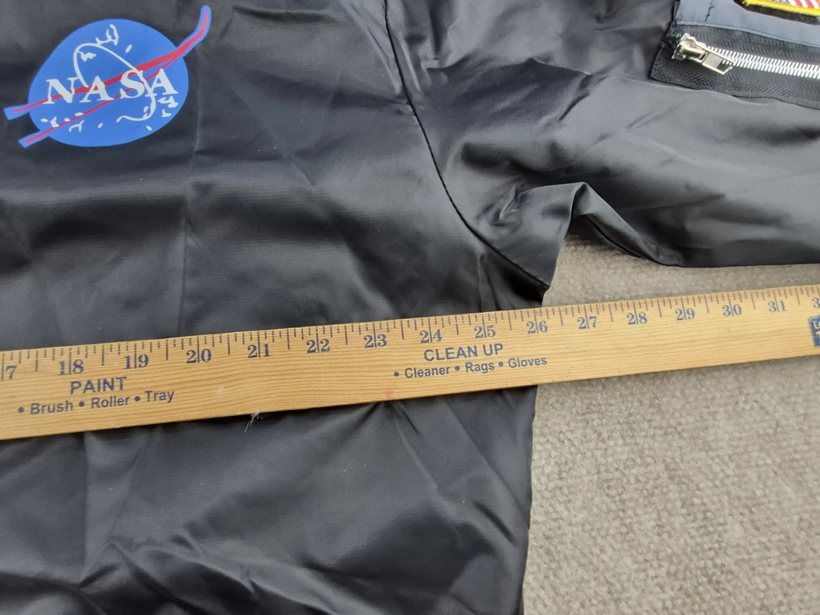 ASSTSERIES NASA Bomber Jacket Men Sz XL Black Flight Jacket Space Logo Polyester - product detail image 13