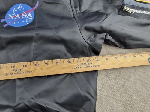 ASSTSERIES NASA Bomber Jacket Men Sz XL Black Flight Jacket Space Logo Polyester image 13