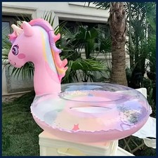 1pc Inflatable Rainbow Unicorn Pool Float Glitter Design for Pools Beaches