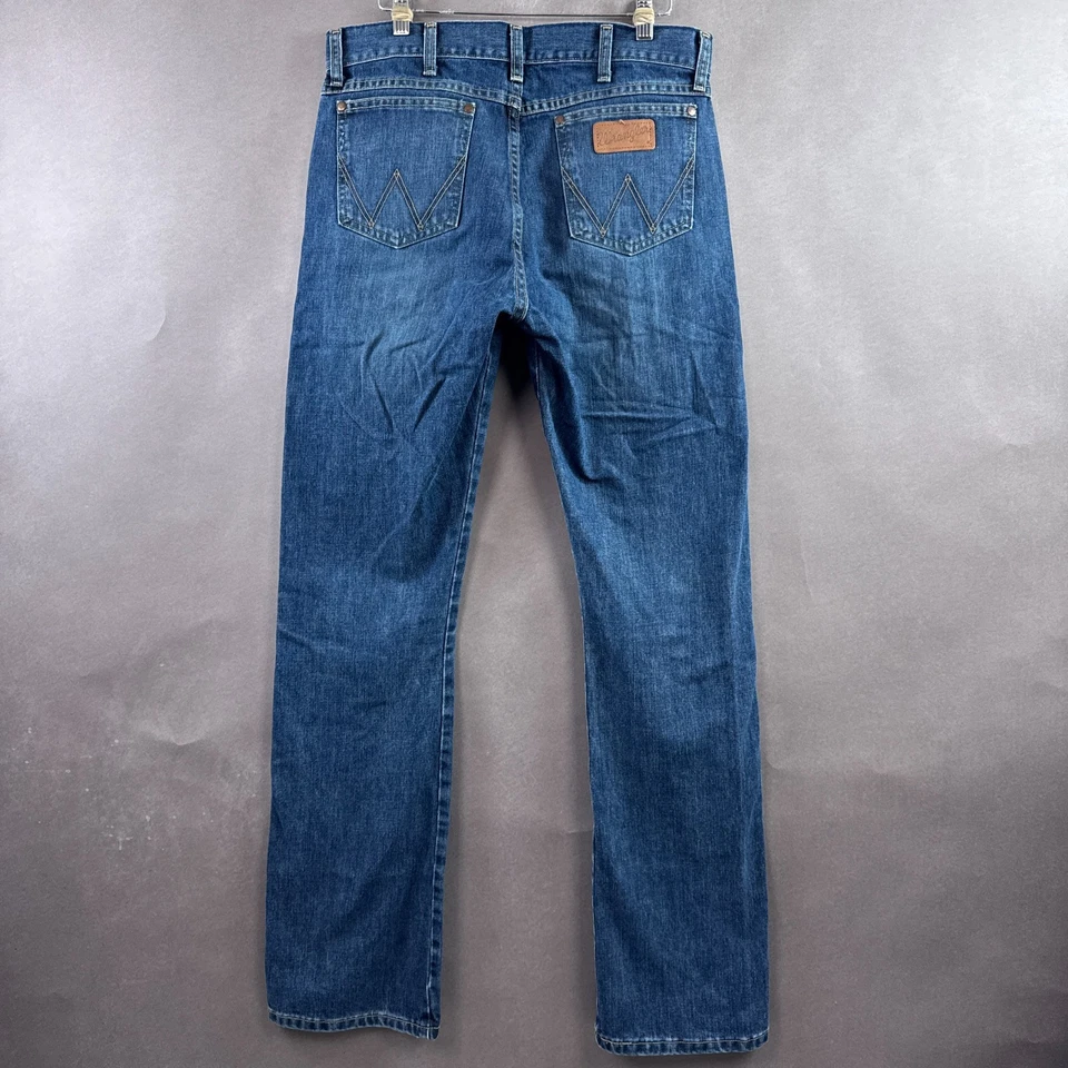 Wrangler Jeans Men 32x34 Blue Retro Bootcut Western Cowboy Pants Slim (Tag31x34) - Image 3 of 4