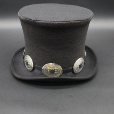 Rock Star Top Hat Concho Black Felt Victorian Mad Hatter Slash Cosplay Costume
