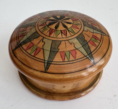 #ad Vintage Hand Made and Painted Star Sun Dial Design Wooden Treasure Box 4” x 2” $24.99