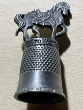 Vintage 1 1/2" Astro World Pewter Thimble w/Carousel Horse