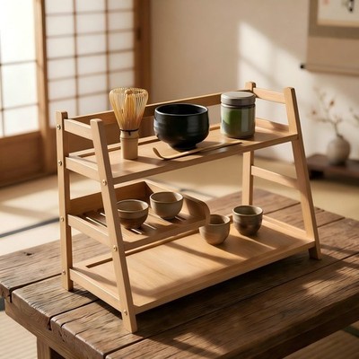 3 Tier Bamboo Matcha Station, coffee station organizer Shelf with Drawer for ...