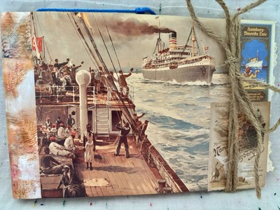 junk journal buch, Unikat, Handarbeit, Ephemera, Notizbuch, Maritim, Schiffe