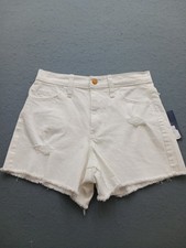 Universal Thread Women Bermuda Size 2R White Cotton Blend Denim Shorts Stylish