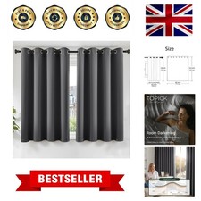 Image of Grey Blackout Curtains for Bedroom 54 Inch Drop, Thermal Insulated Room Darke...