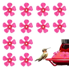 12-Pack Hummingbird Feeder Replacement Flowers, Plastic Part [Rose Pink, Red]