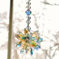 Crystal Suncatcher Snowflake Pendant Rainbow Maker Home Window Hanging Decor UK