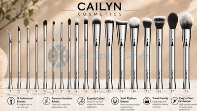 Cailyn iCONE 18 Steel Professional Makeup Brush Set Precise Contour, Blending.