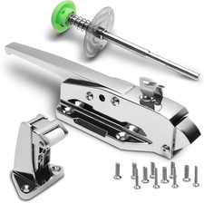 Walk-In Cooler Door Handle Latch Kit - 304 Stainless Steel, Metallic Silver
