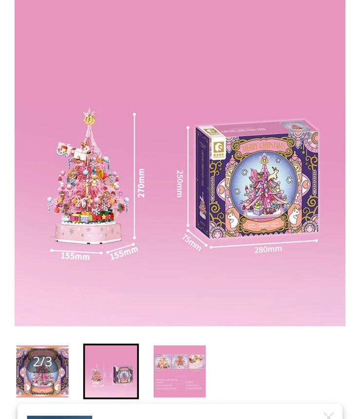 Sembo Blocks Kids Building Toys Music Box Carousel Pink Girls Gift  - Image 2 of 4