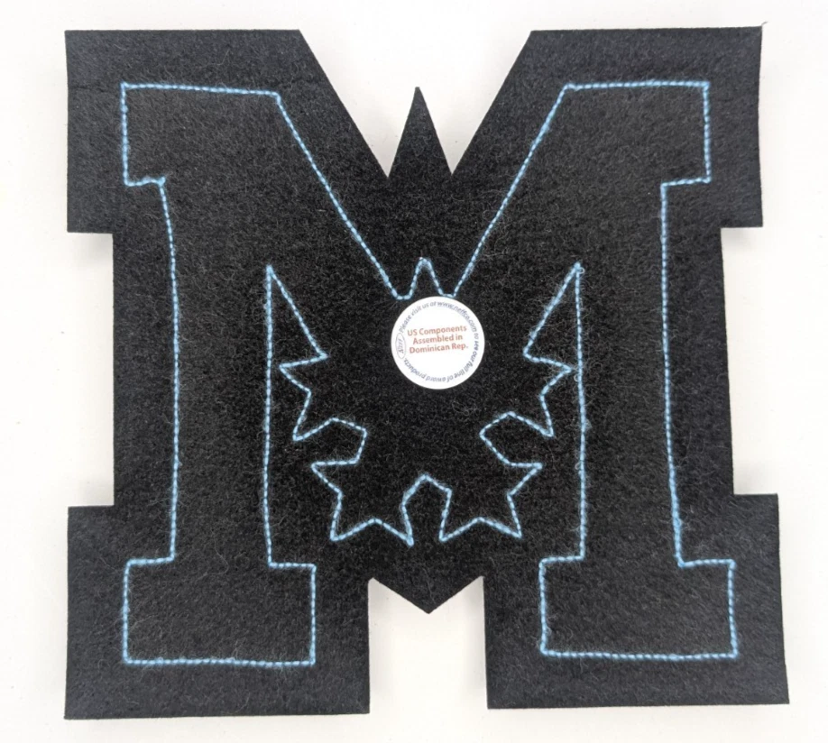 Neff Blue Block Letter “M” Patch Chenille Varsity Initial 7x7 High School Jacket - Image 2 of 4
