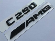 GLOSS BLACK C250 AMG REAR BOOT BADGE NEW FONT 3D QUALITY