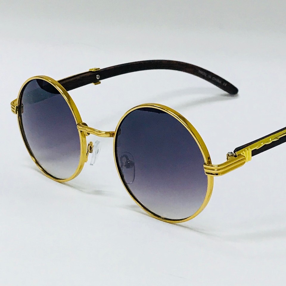 Sunglasses Classic Rapper Style Elegant Circle Outdoor Brown Clear Lens ...
