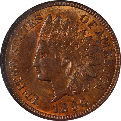 1890 Indian Cent NGC MS63 RB Nice Eye Appeal Nice Strike