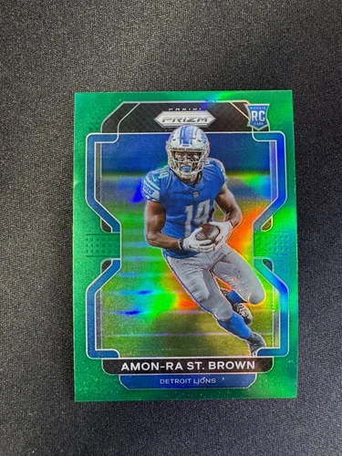 2021 Panini Prizm Amon-Ra St. Brown RC Green Prizm HOLO #358 Lions Rookie