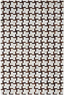 Leder Teppich Fellteppich 150x240 cm echtes Kuhfell Carpet Handmade creme braun - Bild 1 von 4
