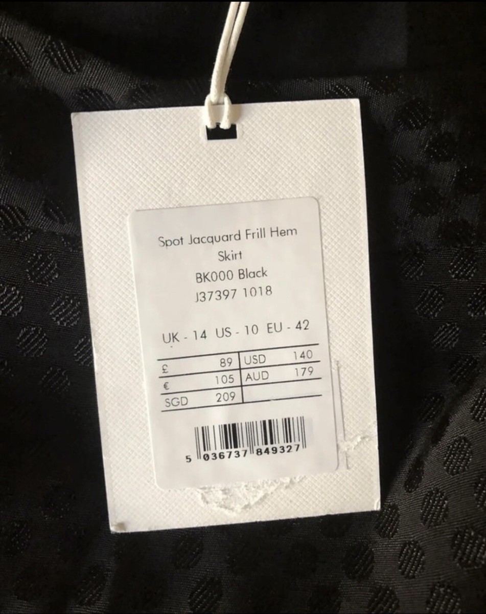 Jigsaw spot jacquard frill hem skirt black UK14 New with tags | eBay UK