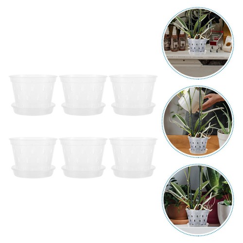 6 Sets Mini Containers Clear Plant Pots Flowerpot Orchid Planting eBay