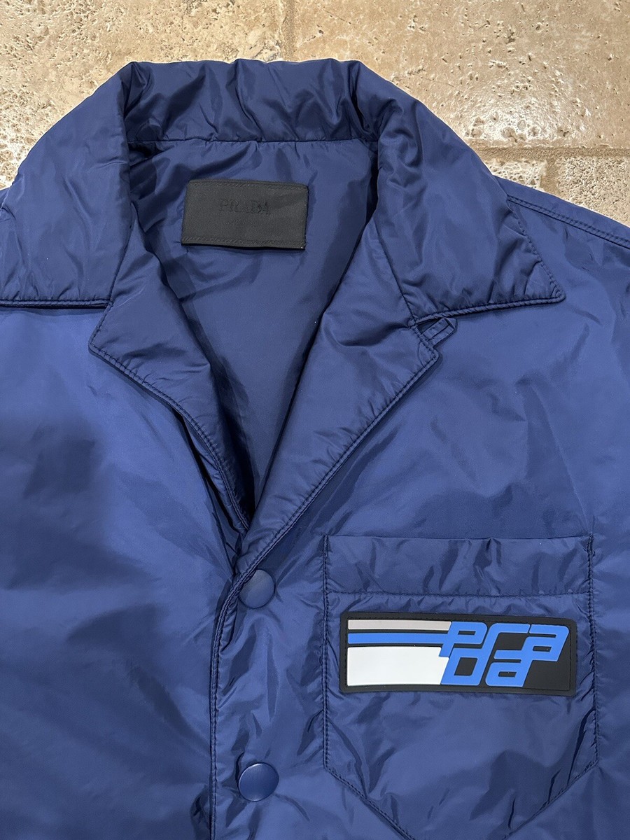 Prada Blue FW18 Blue Nylon Gabardine Padded Shirt Jacket | eBay Prada Blue FW18 Blue Nylon Gabardine Padded Shirt Jacket | eBay