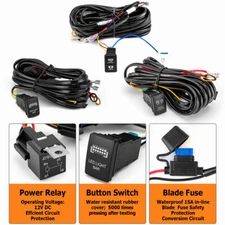 1/2/3 Lead Push Button Switch LED Bar Spot Light Wiring Harness Kit For Toyota