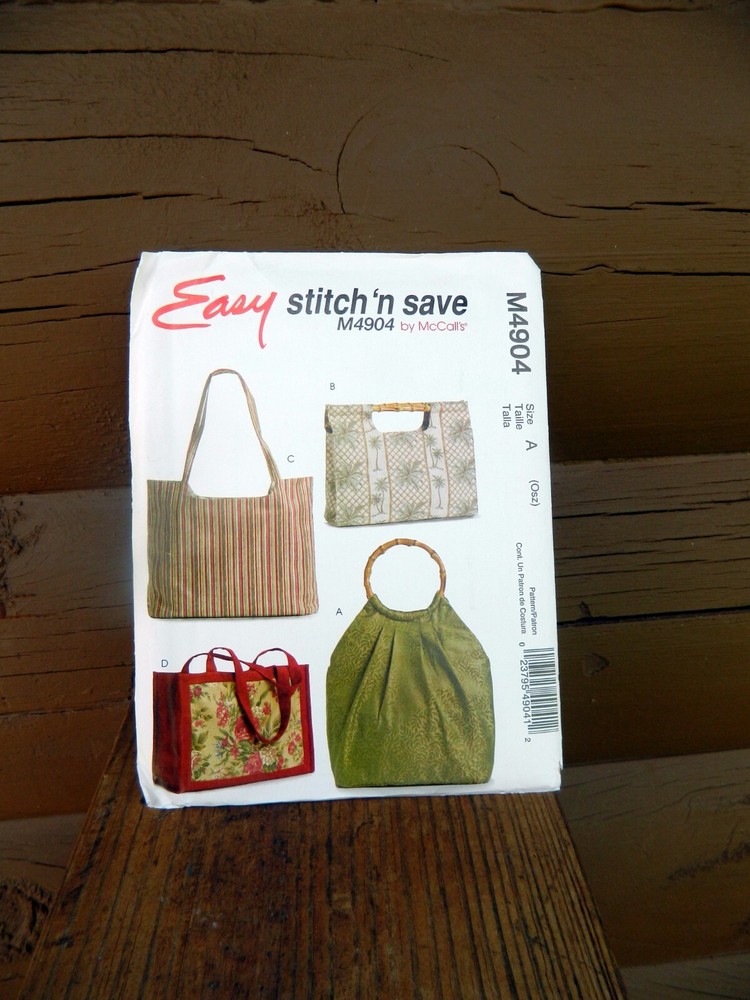 McCall's Stitch 'n Save M4904 Market Tote Pattern Re-Usable Grocery Bag Uncut